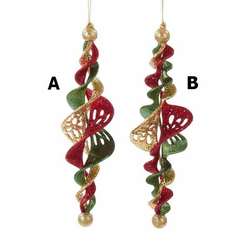 Item 103744 Glittered Gold/Green/Red Icicle Ornament