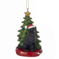 Item 103858 Black Labrador Retriever With Tree Ornament