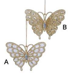 Item 103859 thumbnail Gold/Platinum Butterfly Ornament