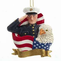 Item 103870 thumbnail U.S. Marine With Flag Eagle Ornament