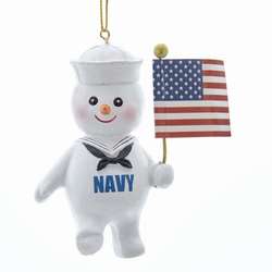 Item 103887 U.S. Navy Snowman With Flag Ornament