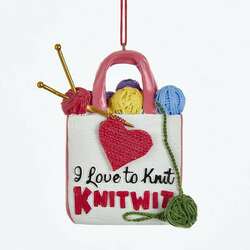 Item 103888 I Love To Knit/Knitwit Knitting Bag Ornament