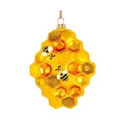 Item 104014 Glass Bee Honeycomb Ornament