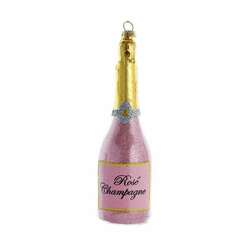 Item 104026 Glass Rose Champagne Bottle Ornament