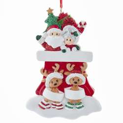 Item 104043 Personalizable Santa & Mrs. Claus In Sleigh With Reindeer Family of 4 Ornament