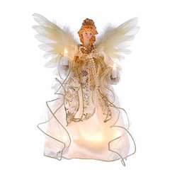 Item 104052 Ivory and Gold Angel Lighted Tree Topper