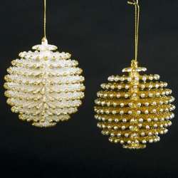 Item 104091 thumbnail Silver/Gold Pine Cone Ball Ornament