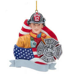 Item 104150 thumbnail Firefighter With Banner Ornament