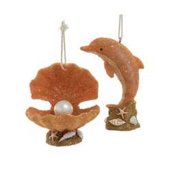 Item 104161 Sand Sculpted Dolphin/Shell Ornament