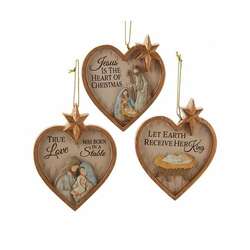 Item 104188 thumbnail Heart Shaped Nativity With Saying Ornament