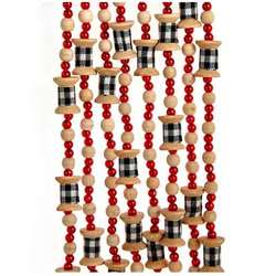 Item 104199 9ft Wooden Red Beads Spool Garland