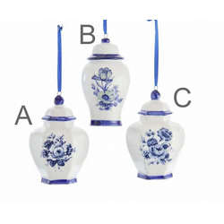 Item 104222 Indigo Blue White Jar Ornament