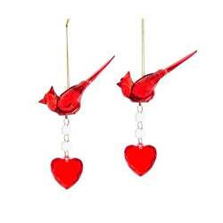 Item 104235 Cardinal With Heart Dangle Ornament