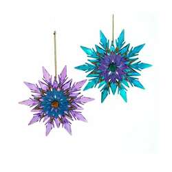 Item 104323 Purple/Teal Peacock Snowflake Ornament