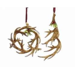 Item 104328 Reindeer Antler With Trim Ornament