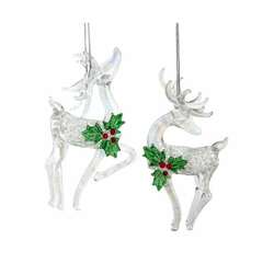 Item 104361 thumbnail Glass Deer With Holly Ornament
