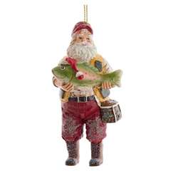 Item 104417 Fishing Santa With Big Fish Ornament