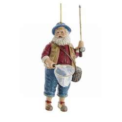 Item 104419 thumbnail Fishing Santa With Rod And Net Ornament