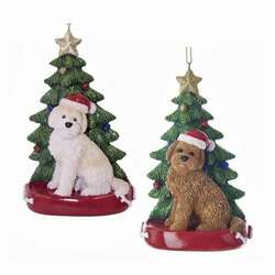 Item 104450 Goldendoodle With Tree Ornament