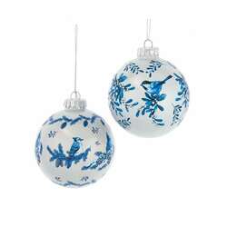 Item 104644 Glass Blue Bird Ball Ornament