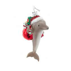 Item 104666 Dolphin With Santa Hat Ornament