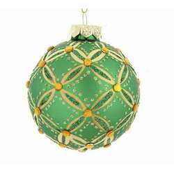 Item 104672 Green/Gold Lattice Glass Ball