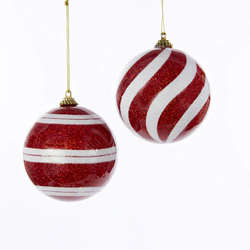 Item 104690 Red/White Striped Ball Ornament