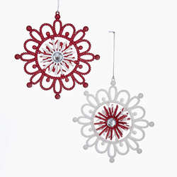 Item 104714 Red/White Snowflake Ornament