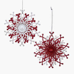 Item 104767 Red/White Snowflake Ornament