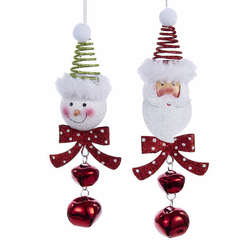 Item 104892 Snowman/Santa Head With Bells Ornament