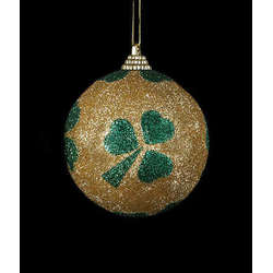 Item 104981 Gold Glittered Shamrock Ball Ornament