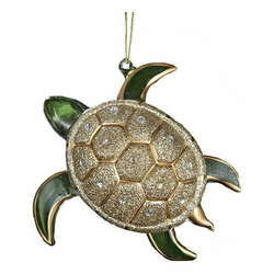 Item 105092 Sea Turtle With Gold/Silver Glitter Ornament