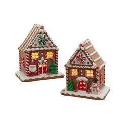 Item 105141 thumbnail Santa/Snowman LED Gingerbread House