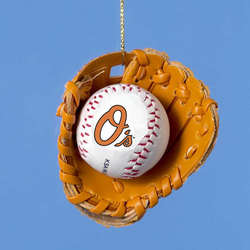 Item 105203 Baltimore Orioles Baseball In Glove Ornament