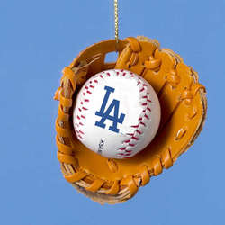 Item 105205 Los Angeles Dodgers Baseball In Glove Ornament