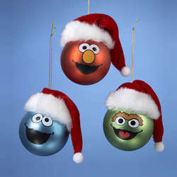 Item 105231 Sesame Street Ball With Santa Hat Ornament