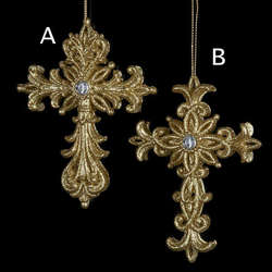 Item 105261 Gold Glitter Cross Ornament 