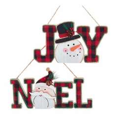 Item 105327 Noel/Joy Snowman/Santa Ornament