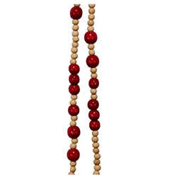 Item 105330 9ft Natural And Red Wood Bead Garland