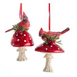 Item 105390 thumbnail Cardinal On Mushroom Ornament