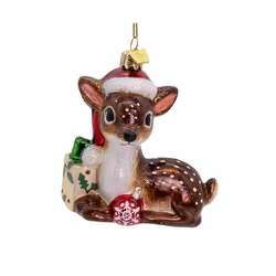 Item 105393 Deer With Santa Hat Noble Gems Ornament