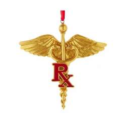 Item 105414 Gold Caduceus Pharmacist Ornament