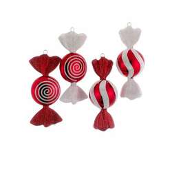 Item 105451 Shatterproof Red and White Candy Ornament