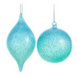 Item 105477 thumbnail Glass Blue and Green Finial/Ball Ornament