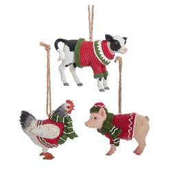 Item 105587 thumbnail Farm Animal Wearing Sweater Ornament