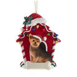 Item 105626 Yorkshire Terrier With Doghouse Ornament