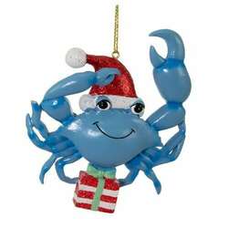 Item 105676 Whimsical Blue Crab With Presents Ornament