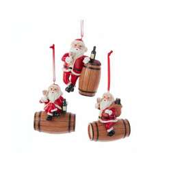Item 105851 Wine Santa With Barrel Ornament