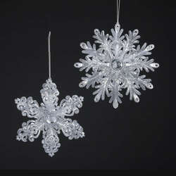 Item 105925 Silver Glitter Snowflake Ornament