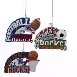 Item 106015 Football/Soccer/Basketball Rocks Ornament